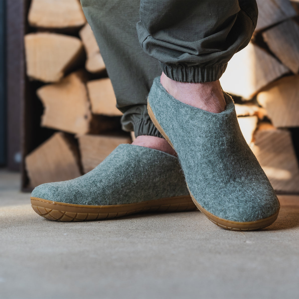 glerups Tøfler med naturgummisåle - honey Tøfler med naturgummisål 14 Moss