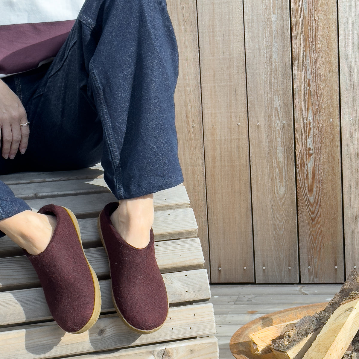 glerups Tøfler med naturgummisåle - honey Tøfler med naturgummisål 15 Beet