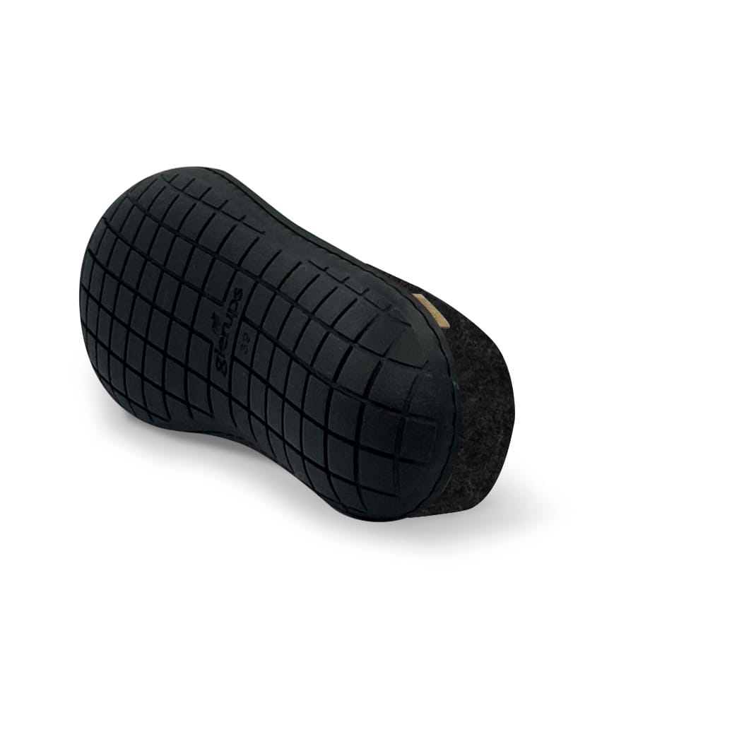 glerups Tøfler med naturgummisåle - svart Tøfler med naturgummisål Koksgrå