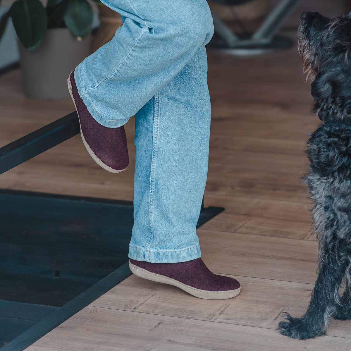 glerups Tøfler med skinnsåle Tøfler med skinnsåle 15 Beet