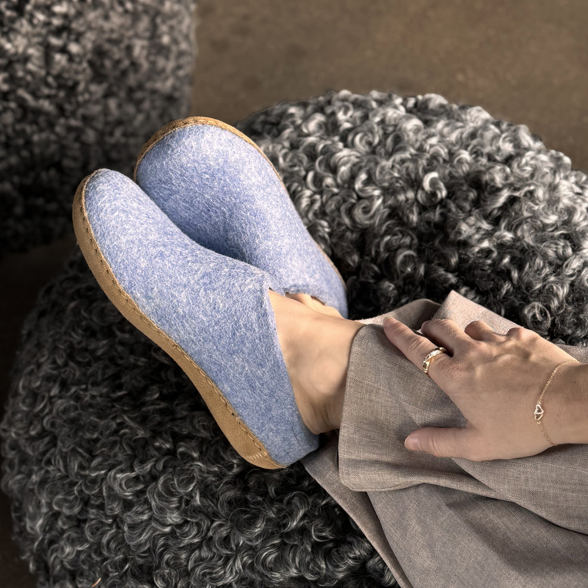 glerups Tøfler med skinnsåle Tøfler med skinnsåle 17 Sky