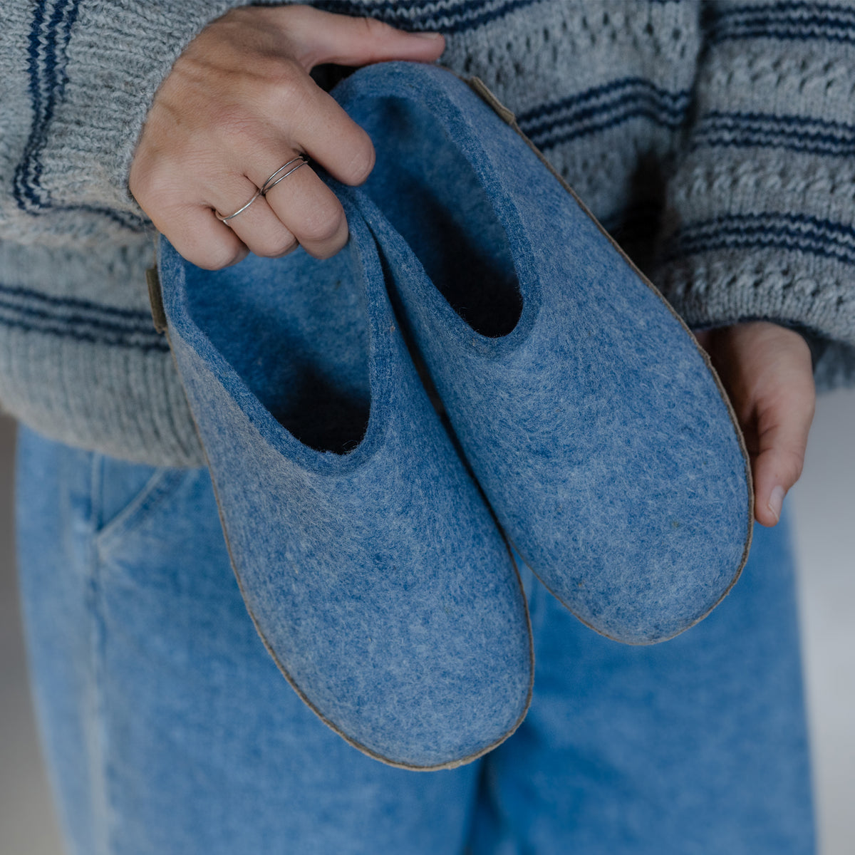 glerups Tøfler med skinnsåle Tøfler med skinnsåle 17 Sky