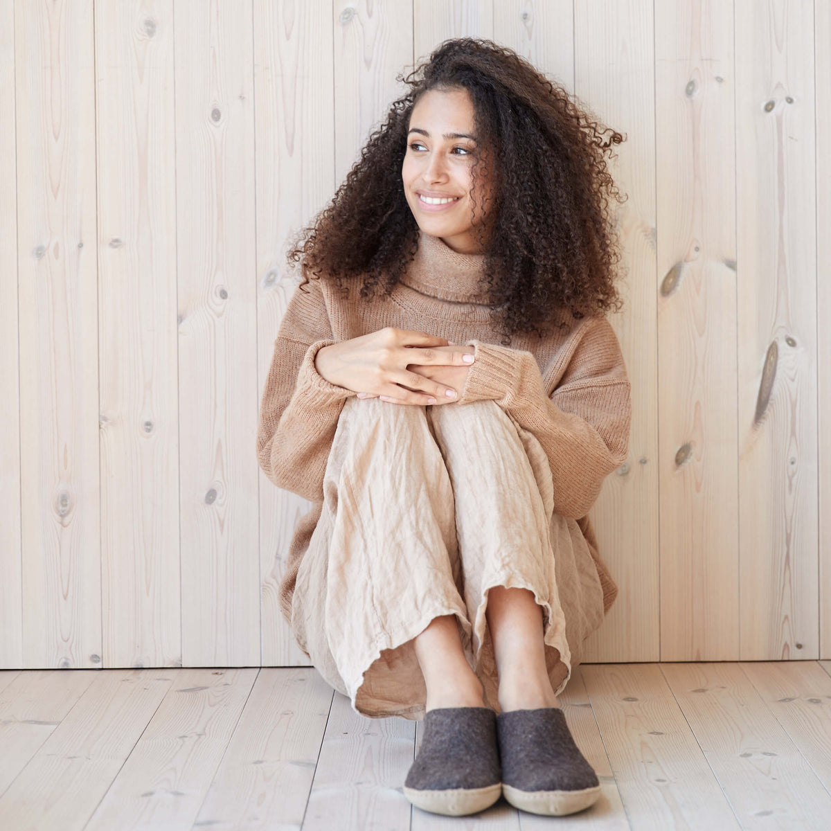 glerups Tøfler med skinnsåle Tøfler med skinnsåle Chestnut