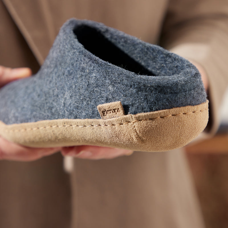 glerups Tøfler med skinnsåle Tøfler med skinnsåle Denim