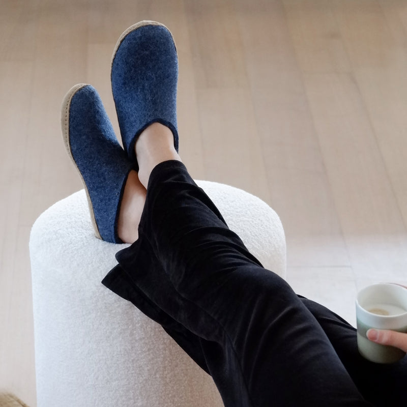 glerups Tøfler med skinnsåle Tøfler med skinnsåle Denim