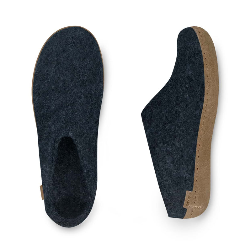 glerups Tøfler med skinnsåle Tøfler med skinnsåle Denim