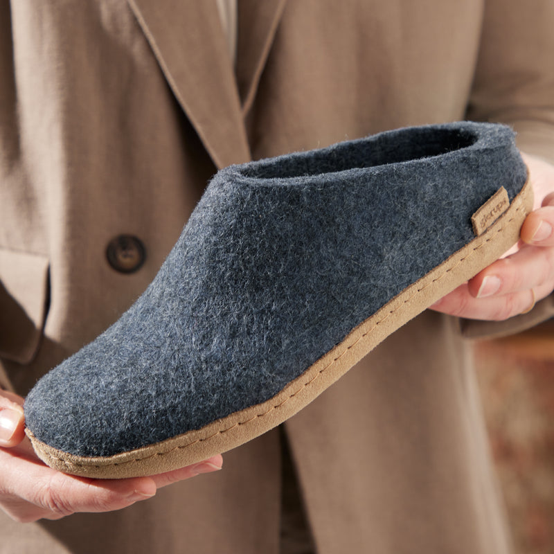 glerups Tøfler med skinnsåle Tøfler med skinnsåle Denim